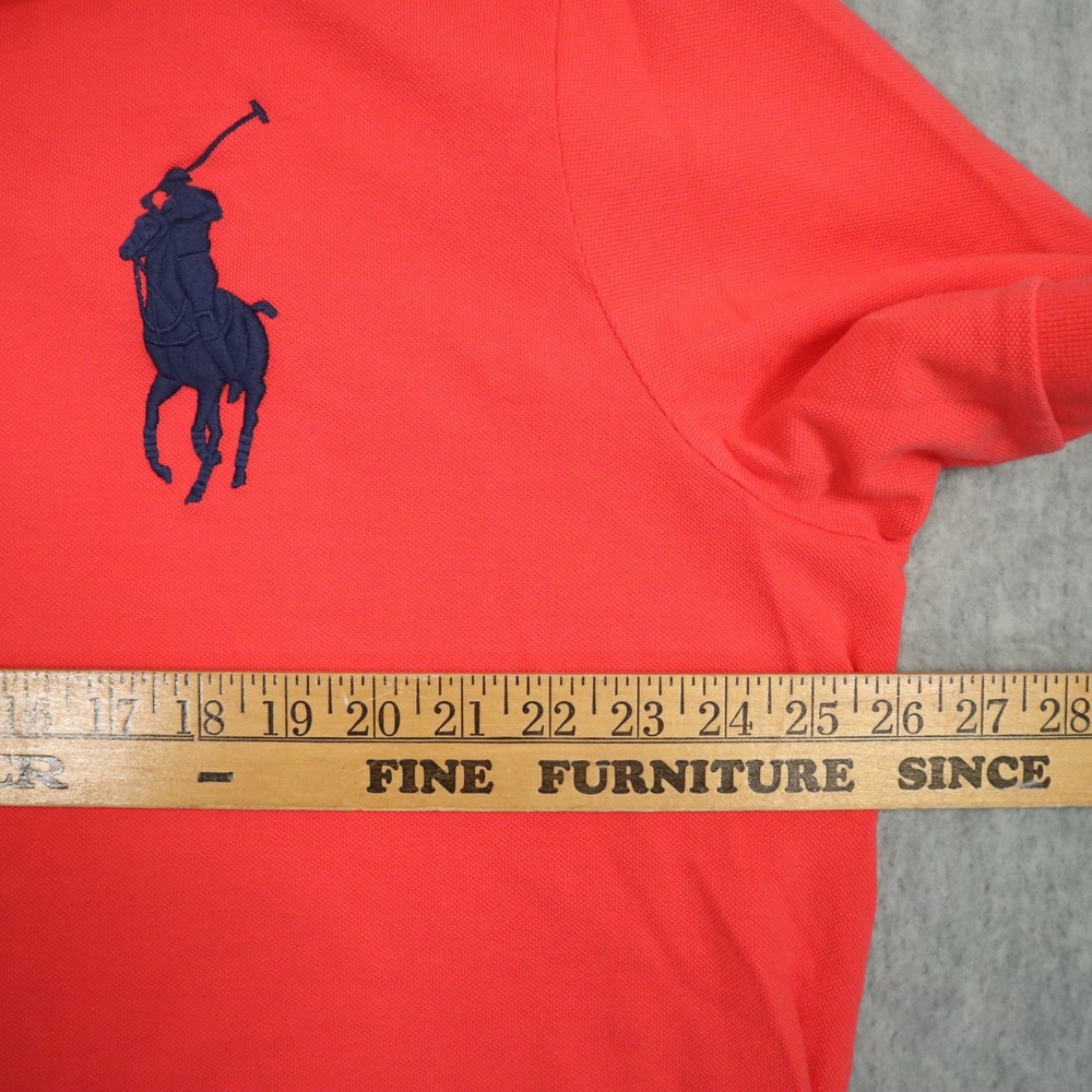 Polo Ralph Lauren Big Pony Polo Shirt Mens XL Coral Orange Solid Cotton Pique - Picture 5 of 7